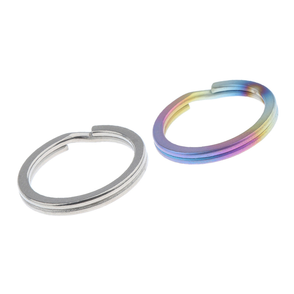 2 Pieces Titanium Keychain Split Ring Buckle Clip Key Ring Pocket Tool 25mm
