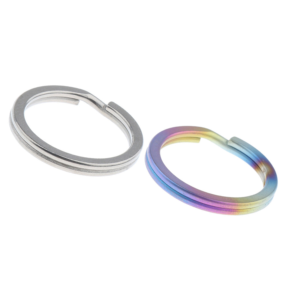 2 Pieces Titanium Keychain Split Ring Buckle Clip Key Ring Pocket Tool 32mm