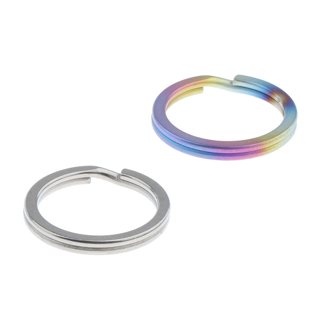 2 Pieces Titanium Keychain Split Ring Buckle Clip Key Ring Pocket Tool 32mm