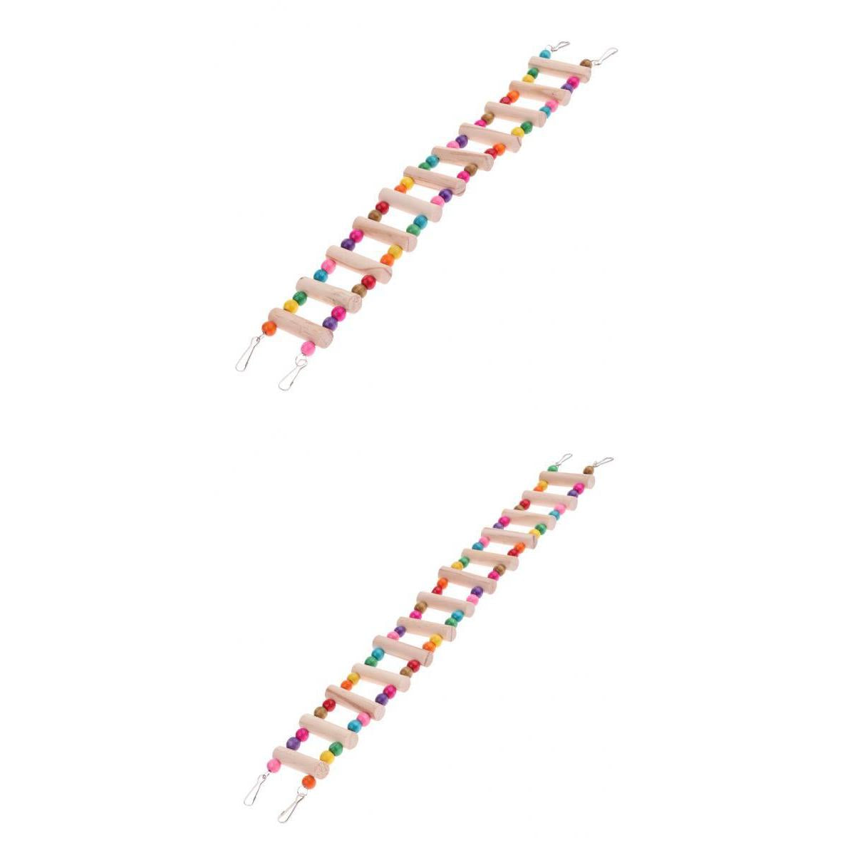 2 Pcs Pet Bird Parrot Toy Wooden Ladder Bridge Swings Hanging Ladders XL+L