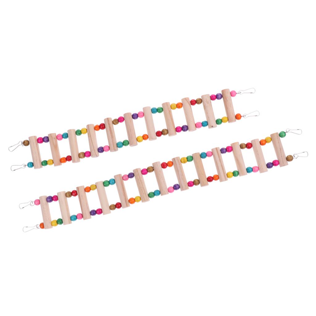 2 Pcs Pet Bird Parrot Toy Wooden Ladder Bridge Swings Hanging Ladders XL+L