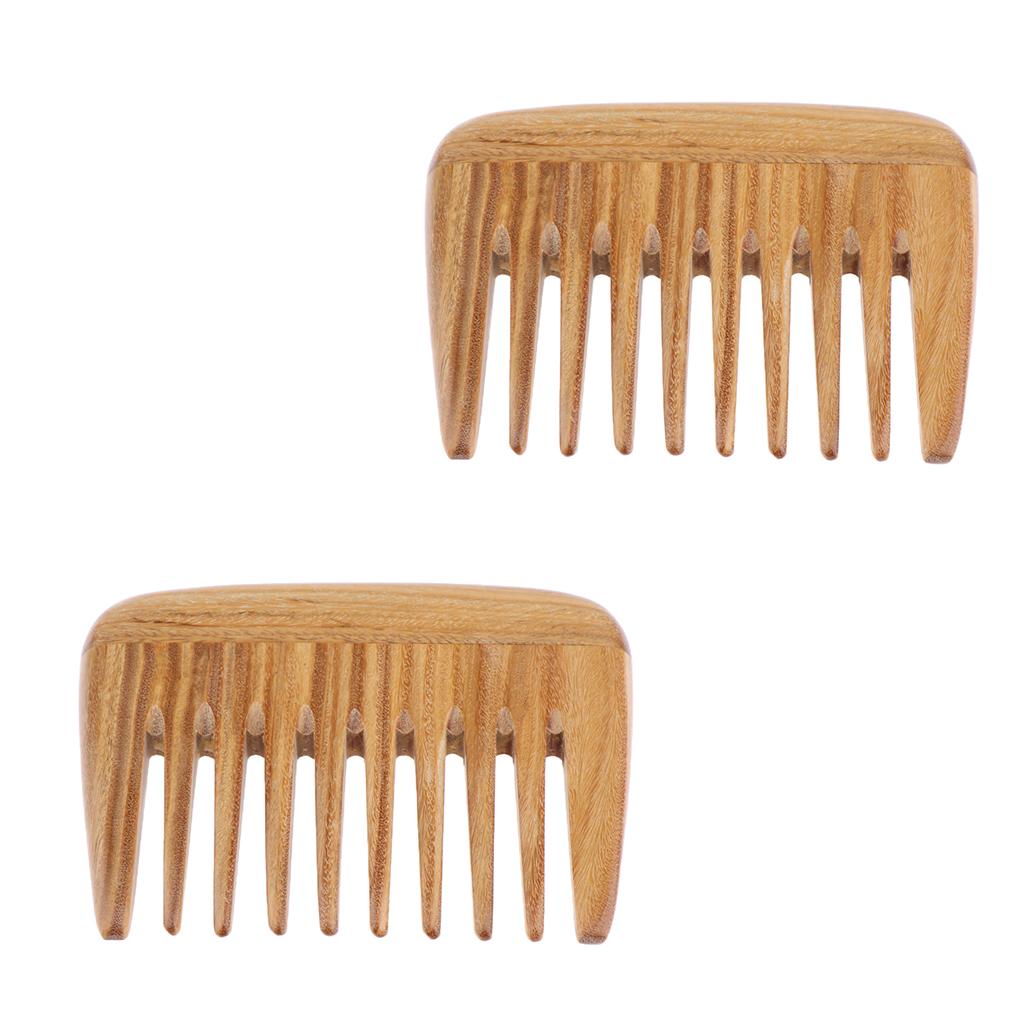 2Pcs 4 Retro Pocket Brush Anti-static Natural Massage Wide Teeth Hair Comb"