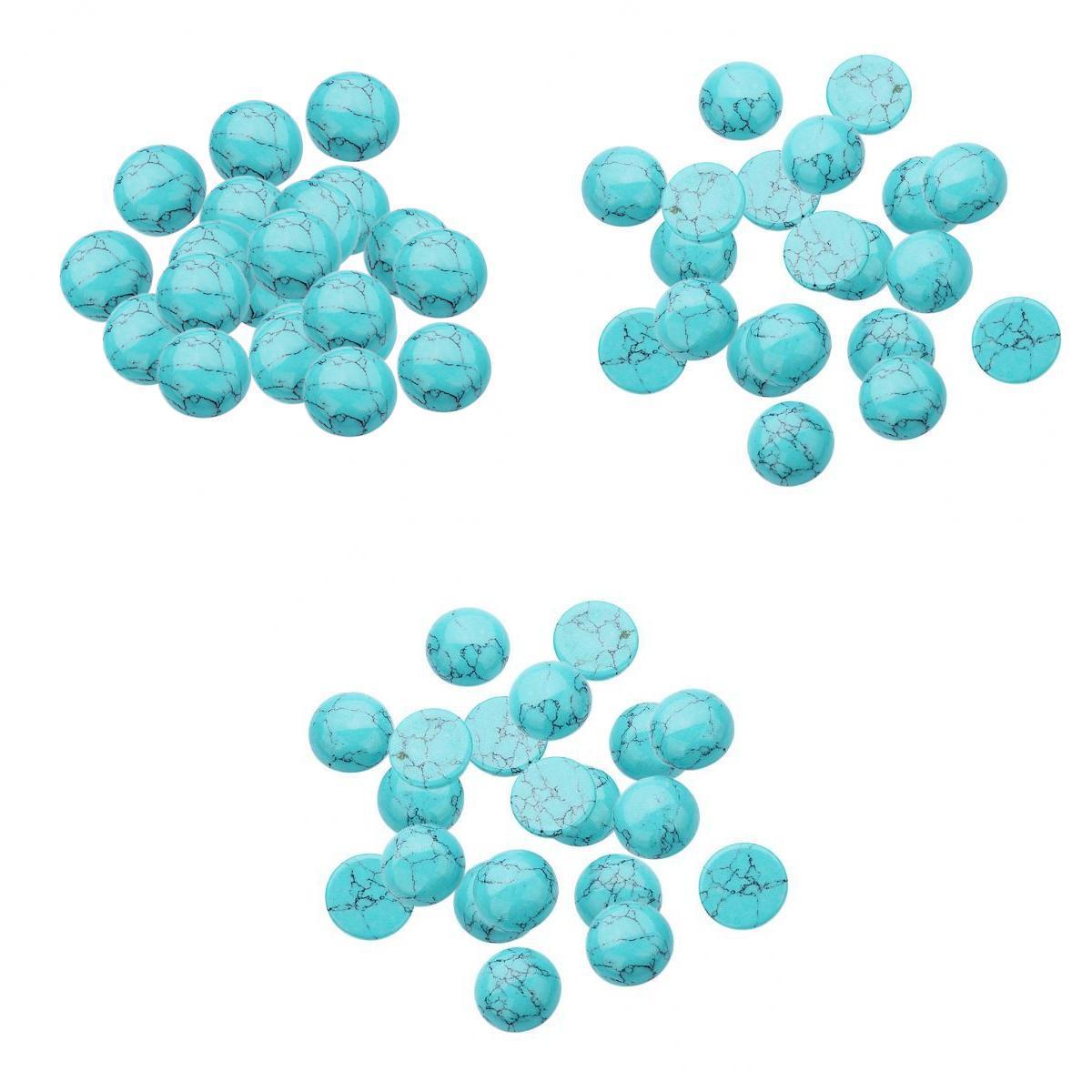 60 Pieces Blue Turquoise Gemstone Flatback Jewelry Making Cabochons 6/8/10mm