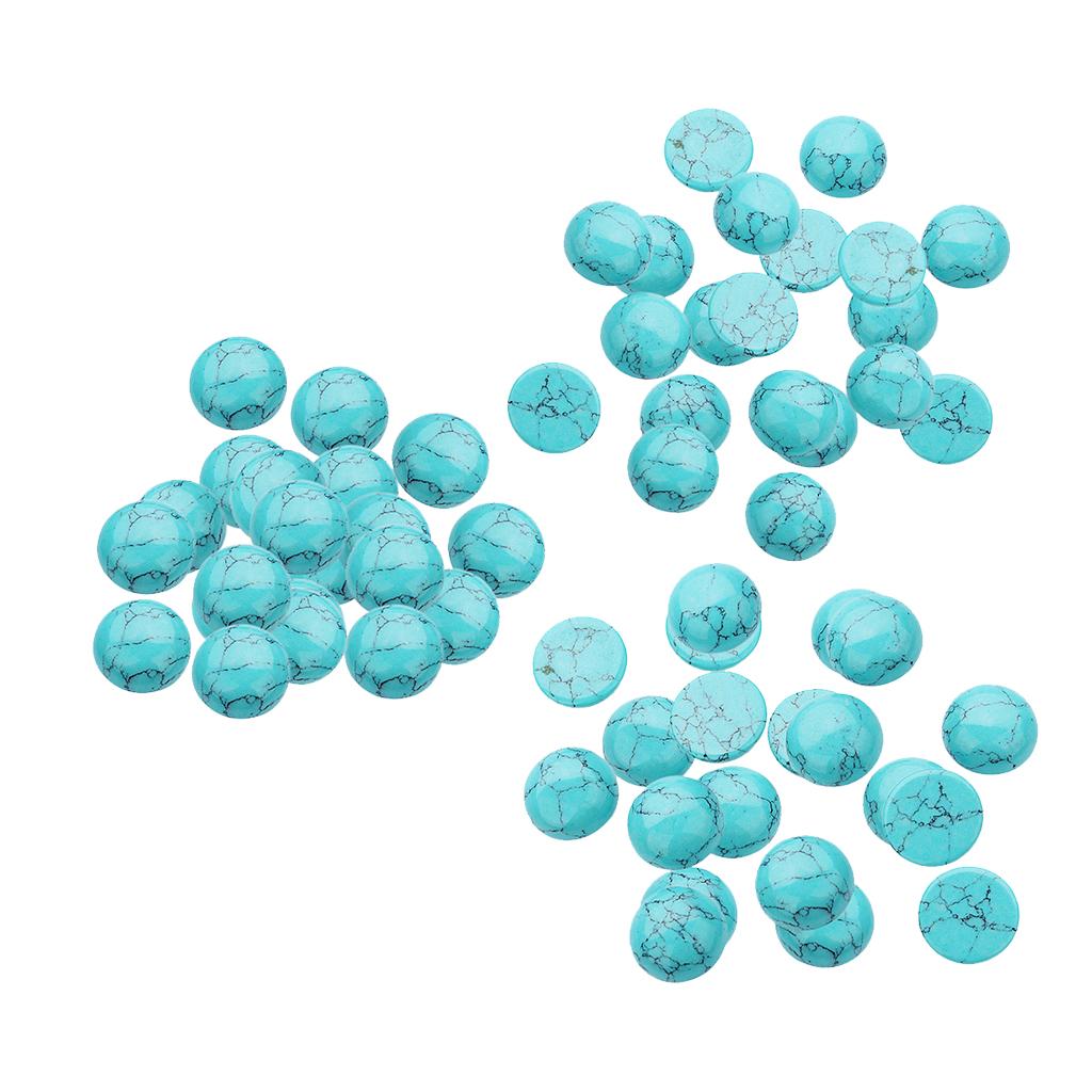 60 Pieces Blue Turquoise Gemstone Flatback Jewelry Making Cabochons 6/8/10mm