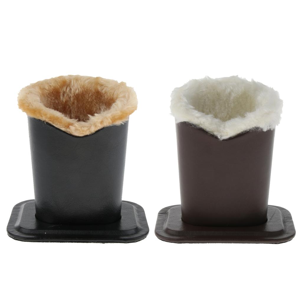 2 Pieces PU Leather Plush Lined Eyeglasses Holder Stand Upright Pen Holder
