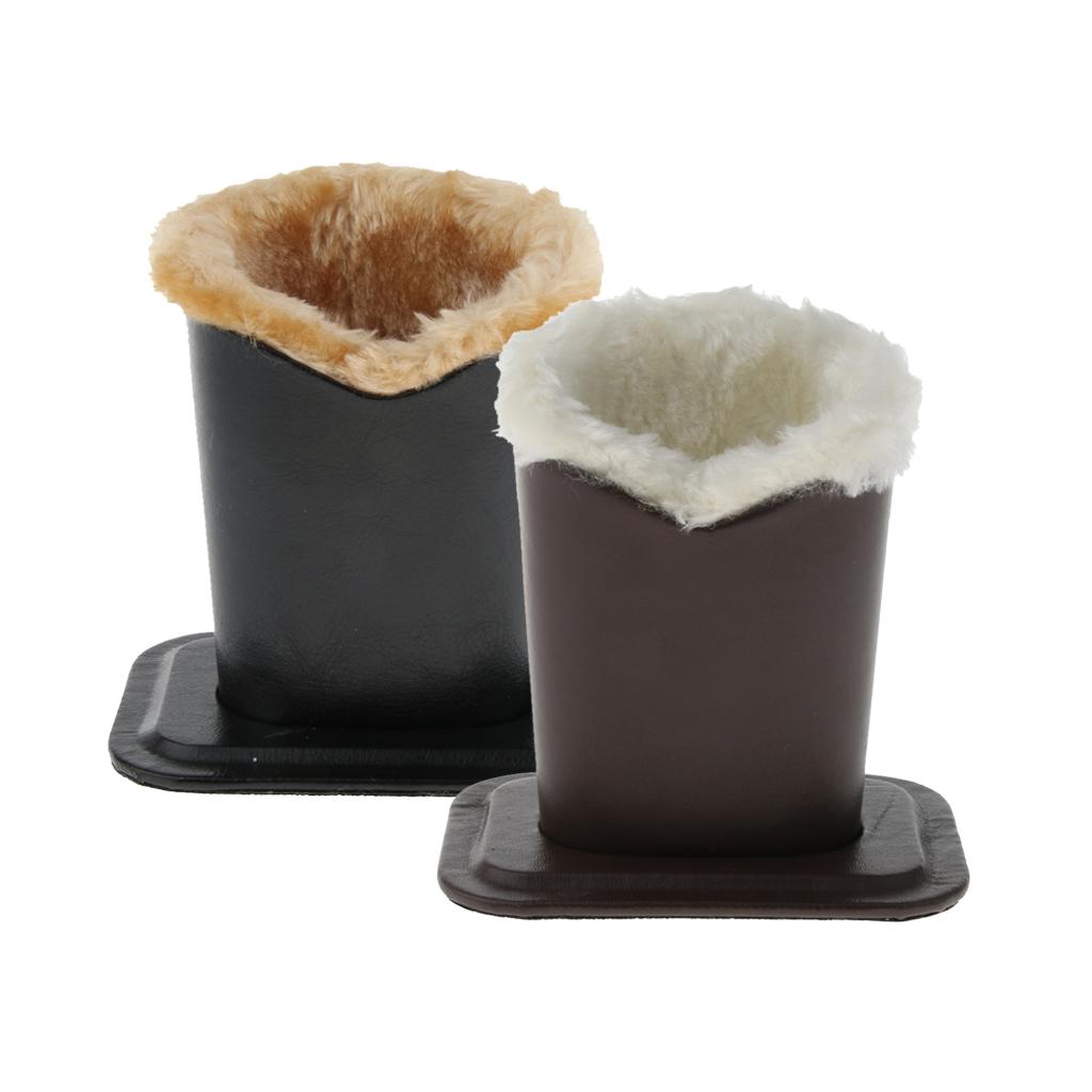 2 Pieces PU Leather Plush Lined Eyeglasses Holder Stand Upright Pen Holder
