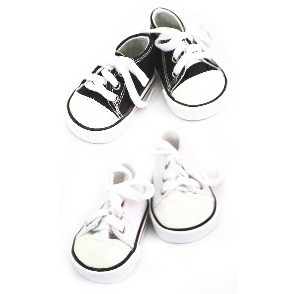 2 Pair of Doll Lace Up Canvas Sneakers Shoes for 18'' Dolls