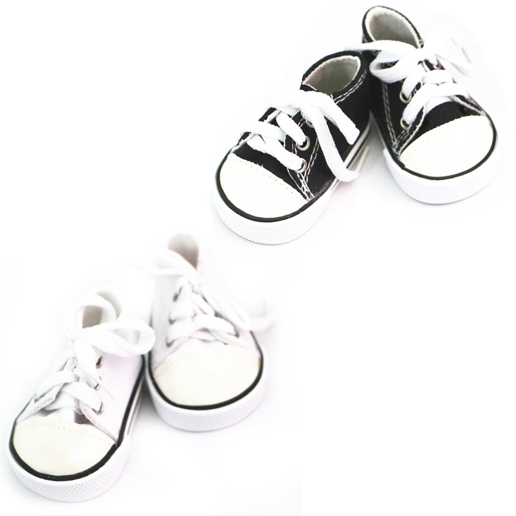 2 Pair of Doll Lace Up Canvas Sneakers Shoes for 18'' Dolls