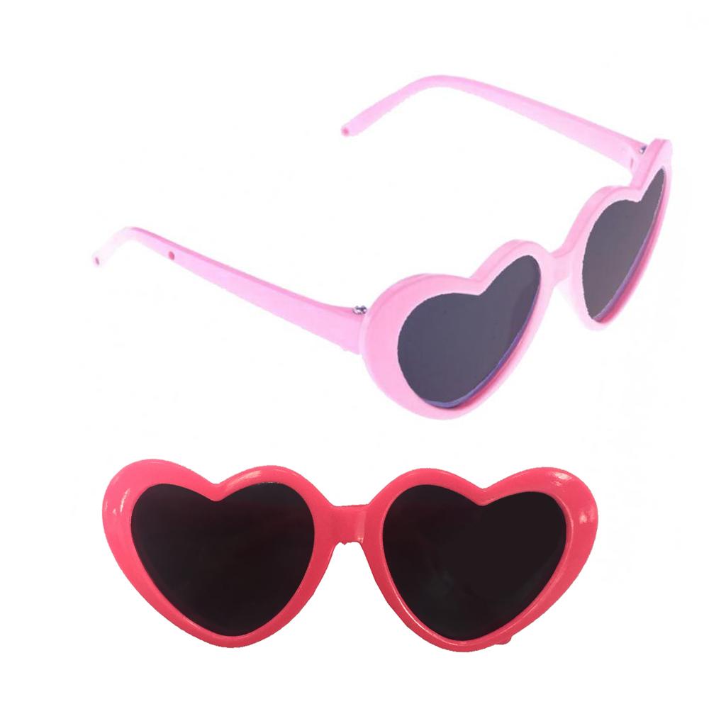2pcs 18'' Doll Heart Frame Glasses Sunglasses for Dolls Accs