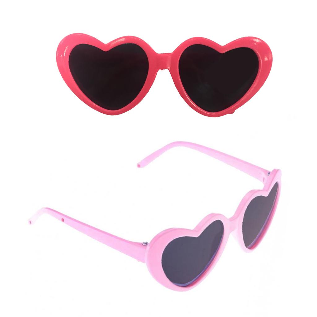 2pcs 18'' Doll Heart Frame Glasses Sunglasses for Dolls Accs