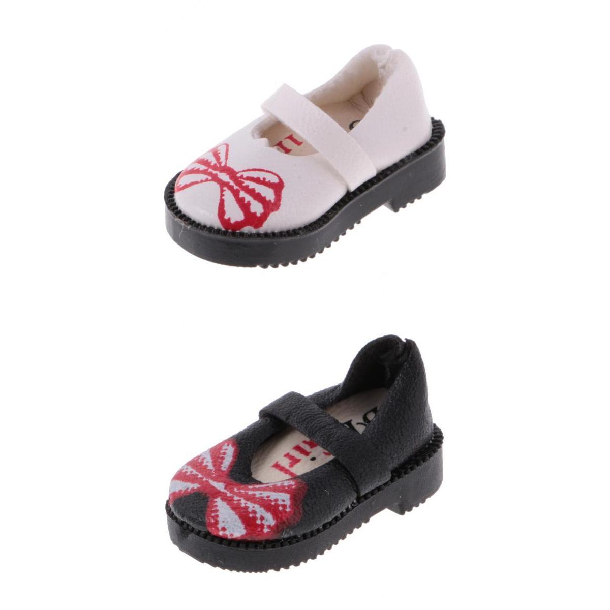 2 Pairs of PU Leather Flat Shoes for 1/6 12'' Blythe Doll Clothing Accs
