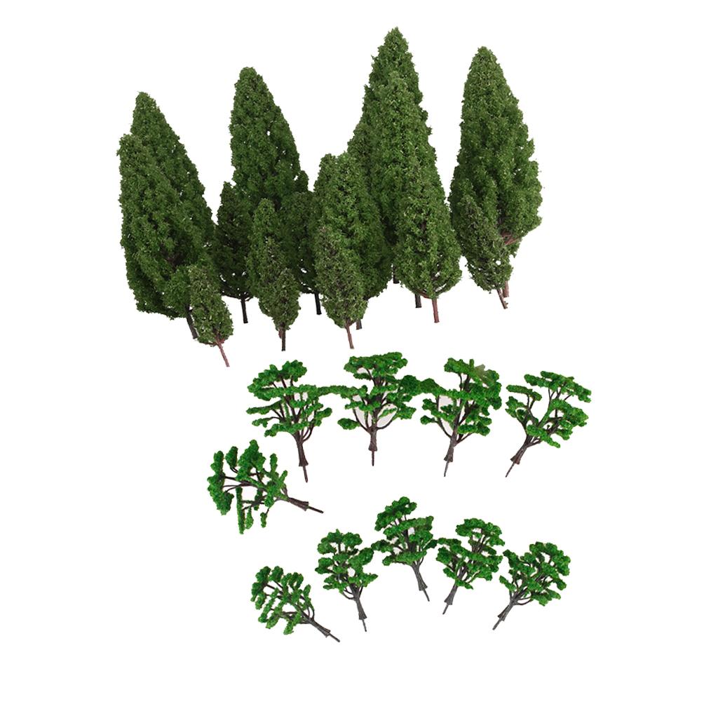 30 Pieces HO Cypress Tree Models Train Railway Street Layout