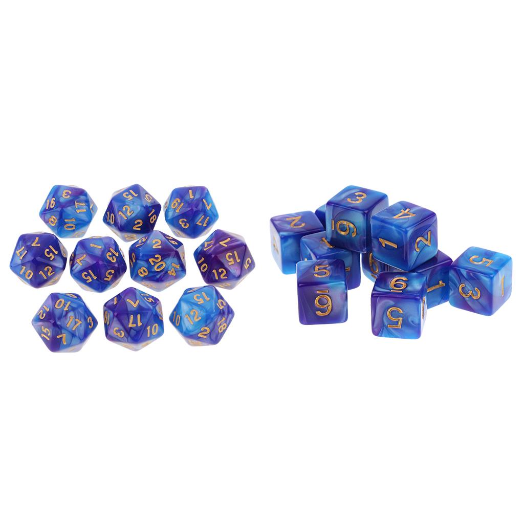 20PCS 20 Sided Dice /D6 Polyhedral Dice for Dungeons and Dragons Table Game