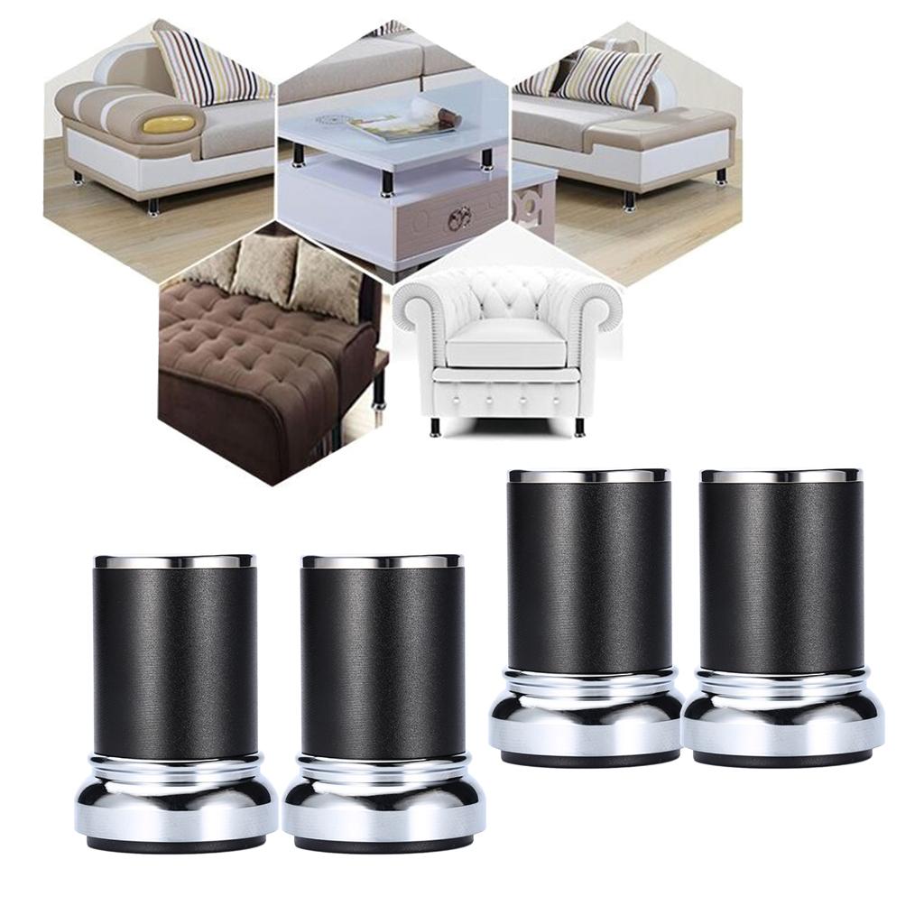 4Pcs Alloy Furniture Legs Tables Sofa Feet w/Rubber Base Height 10cm