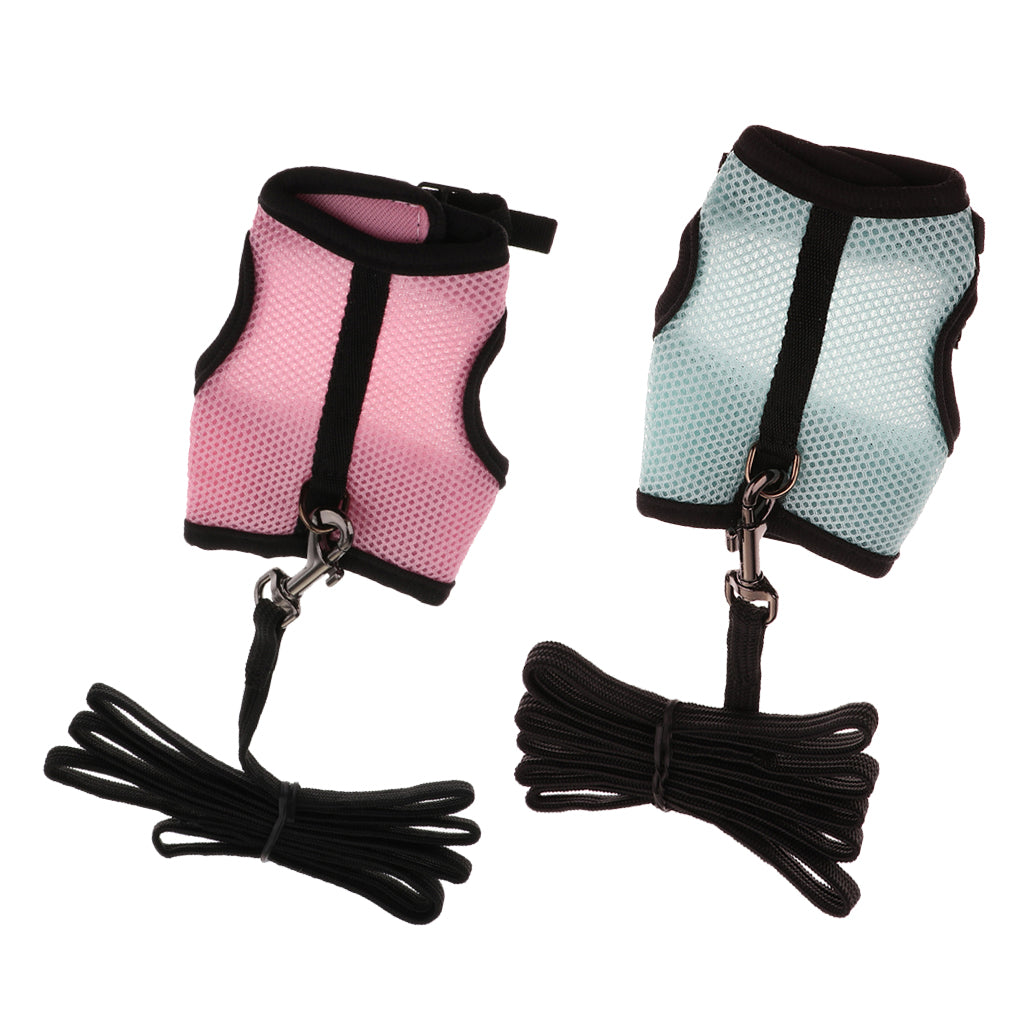 2Pcs Hamster Rabbit Guinea Pig Rat Ferret Breathable Mesh Harness Leash S