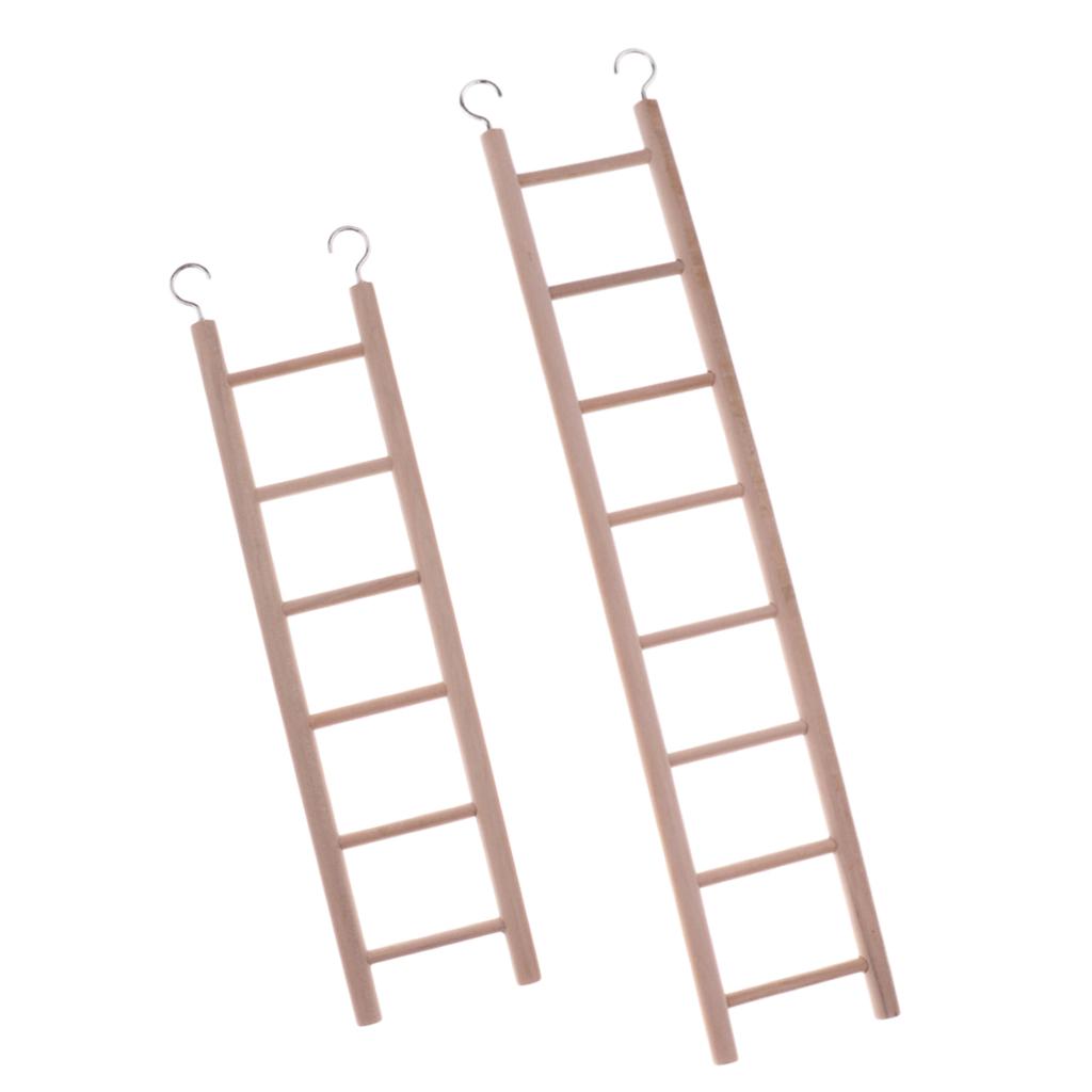 2Pcs Wooden Parrot Rat Toy Bridge Ladder Hamster Bird Cage Accessories