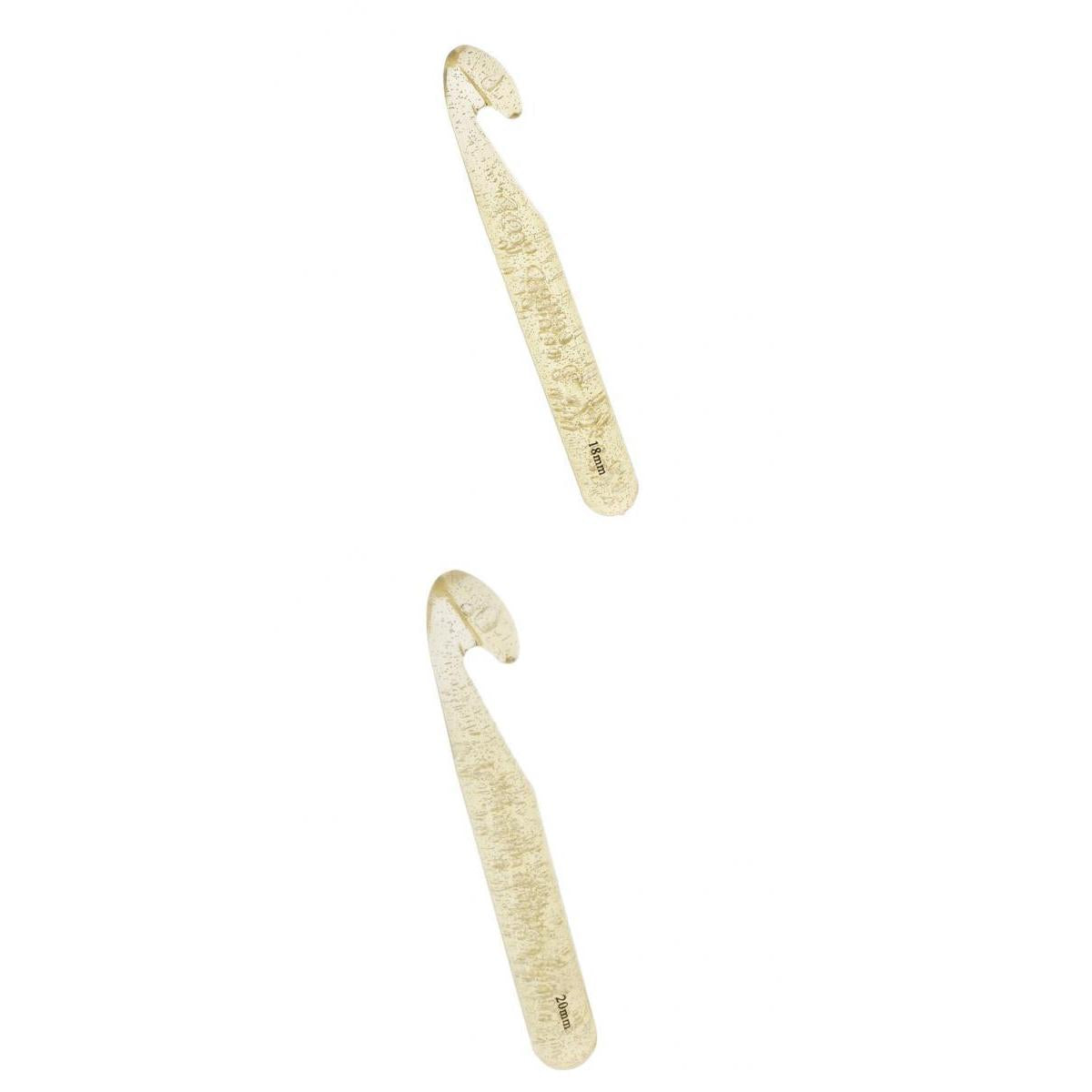 2 Pieces Plastic Crochet Hook Knitting Needles Sewing Tools Gold 18mm/20mm