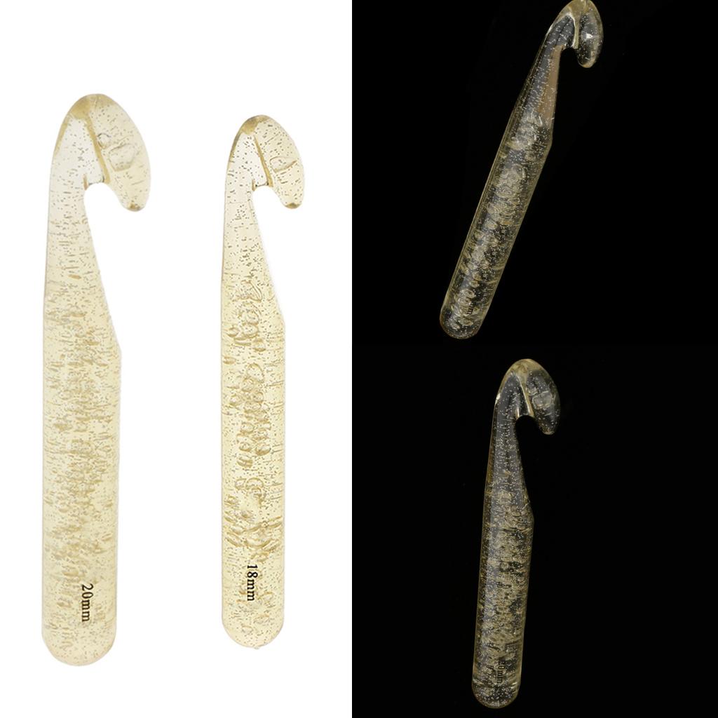 2 Pieces Plastic Crochet Hook Knitting Needles Sewing Tools Gold 18mm/20mm