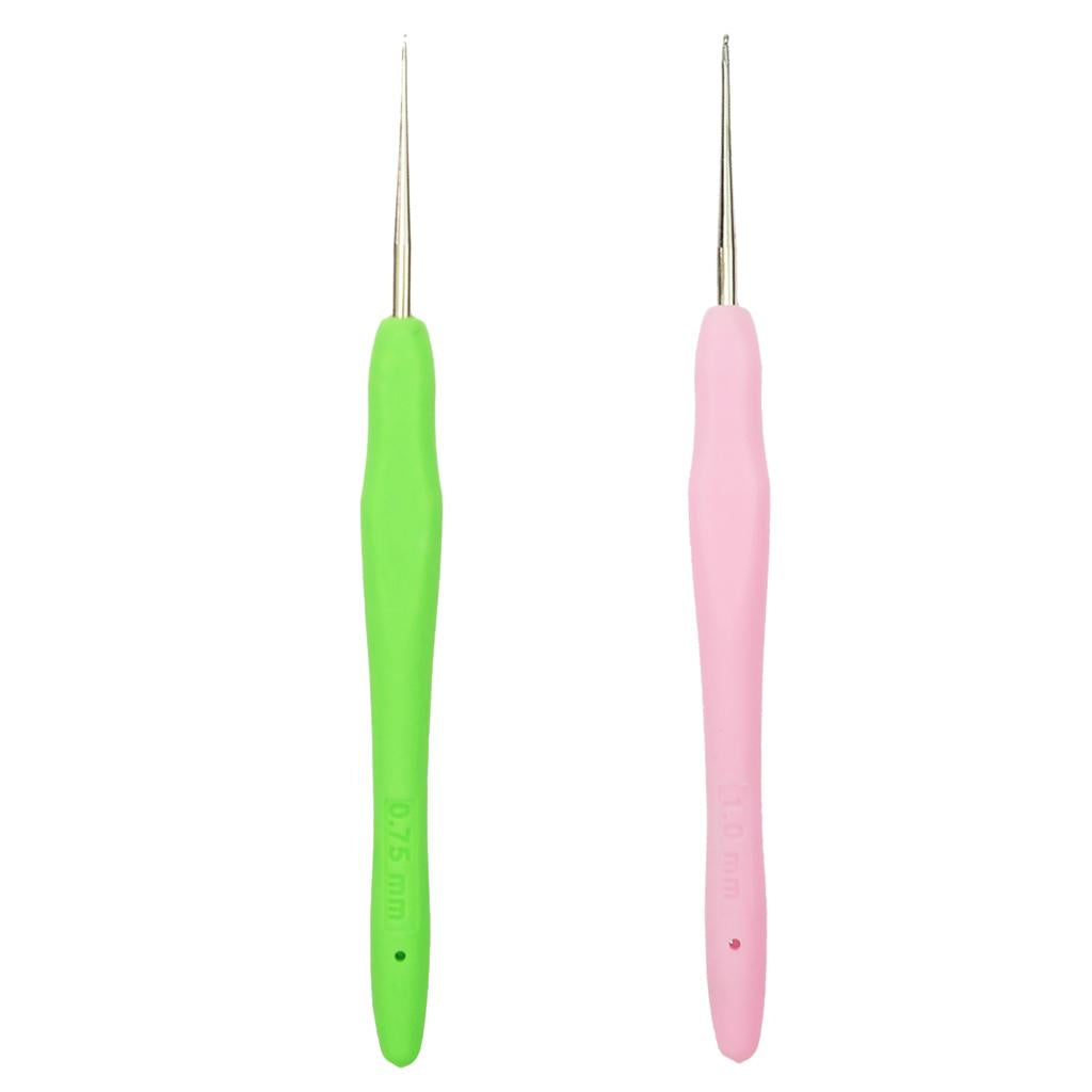 2pcs Soft Plastic Grip Handle Metal Crochet Hook for Hand Sewing Arts Tool
