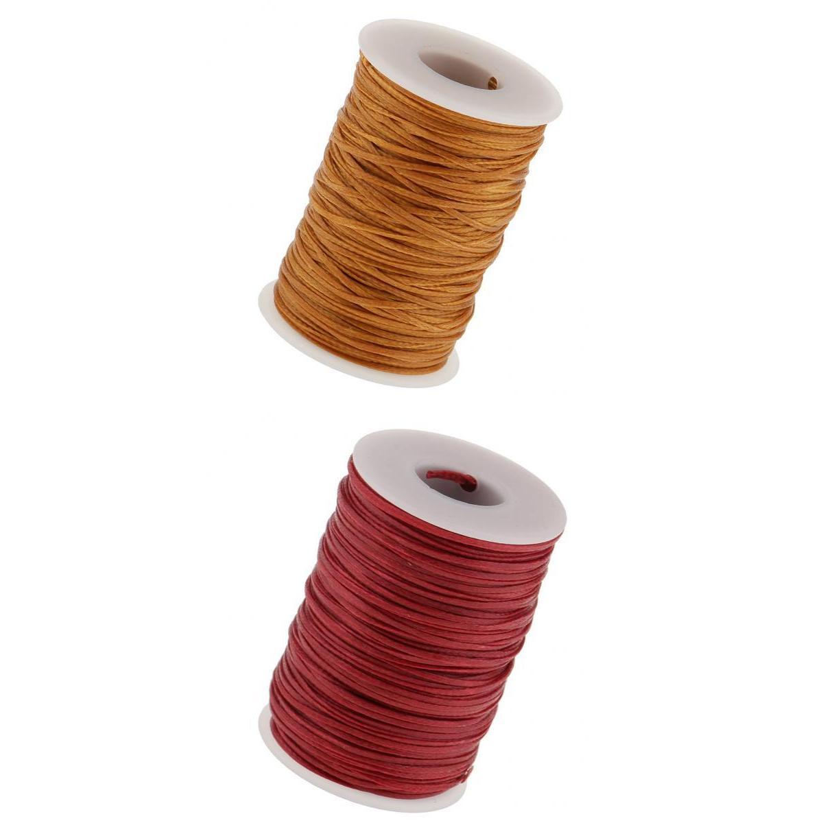 2Pcs Flat Line Waxed Thread For Sewing Leather Craft 1.2mm 70 Meters/Roll