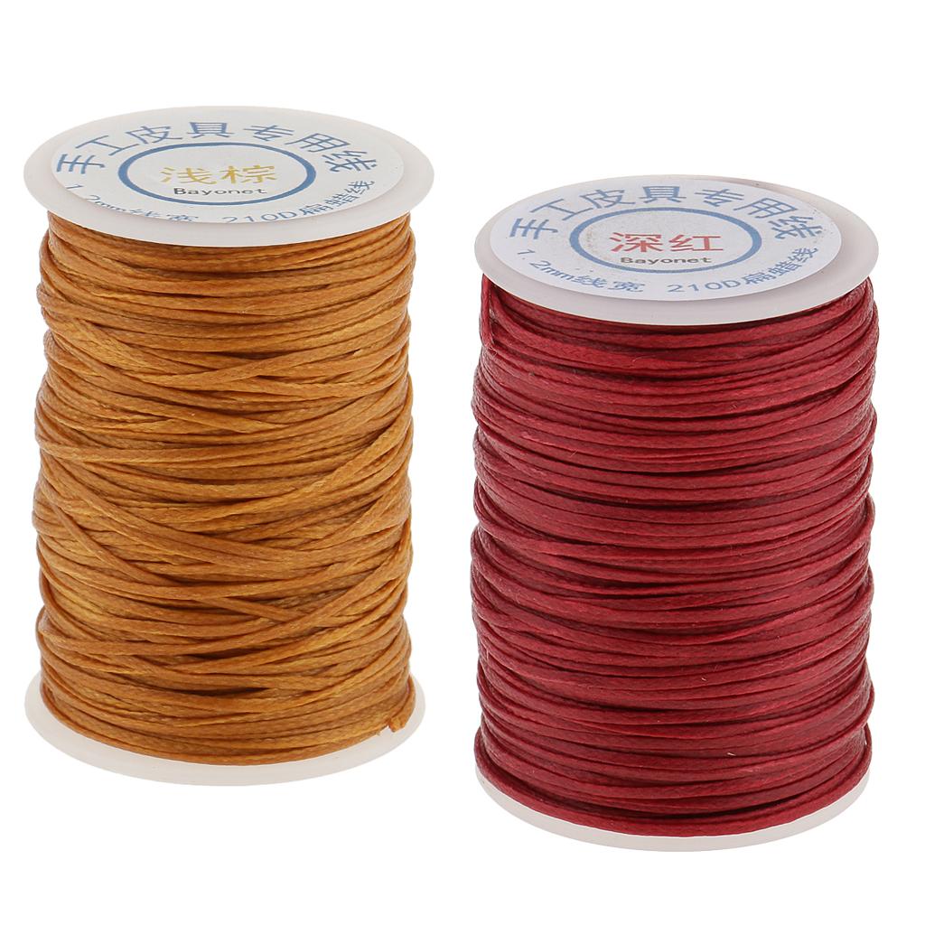 2Pcs Flat Line Waxed Thread For Sewing Leather Craft 1.2mm 70 Meters/Roll