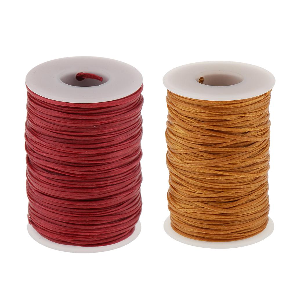 2Pcs Flat Line Waxed Thread For Sewing Leather Craft 1.2mm 70 Meters/Roll