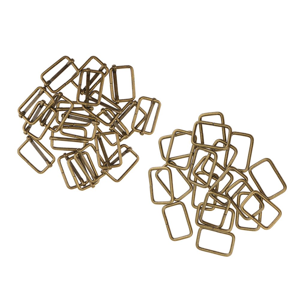 40 Pieces Bronze Metal Square Buckle Connector for DIY Overalls Pants Craft