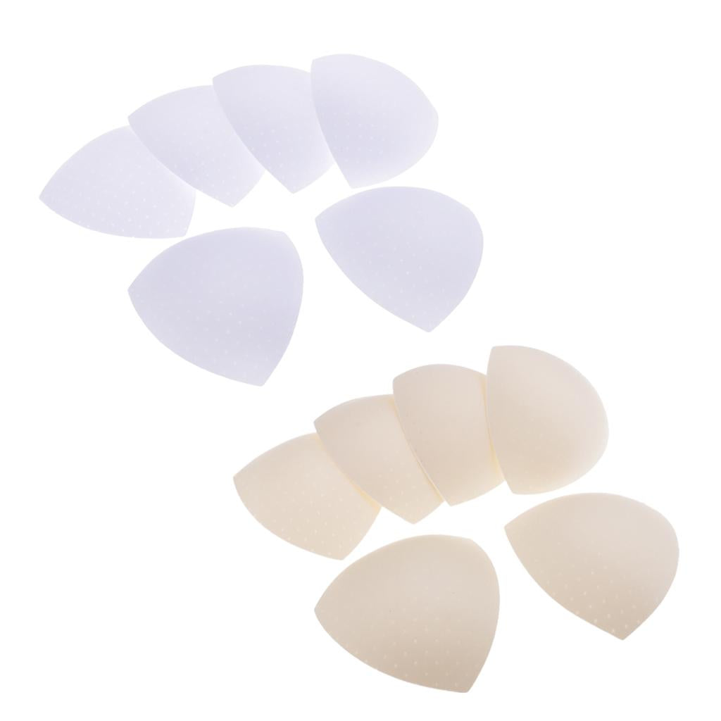 6 Pairs Triangle Sewing In Insert Foam Soft Cup Removable Padded White Beige