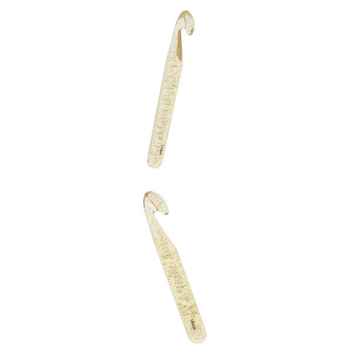 2Pcs Large Plastic Crochet Hook Knitting Needles Sewing Tools Gold 15mm 18mm