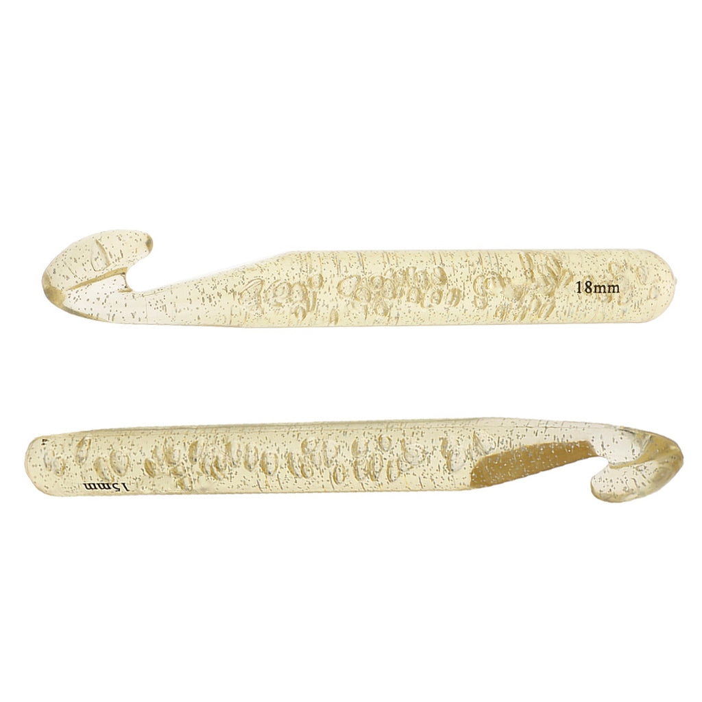 2Pcs Large Plastic Crochet Hook Knitting Needles Sewing Tools Gold 15mm 18mm