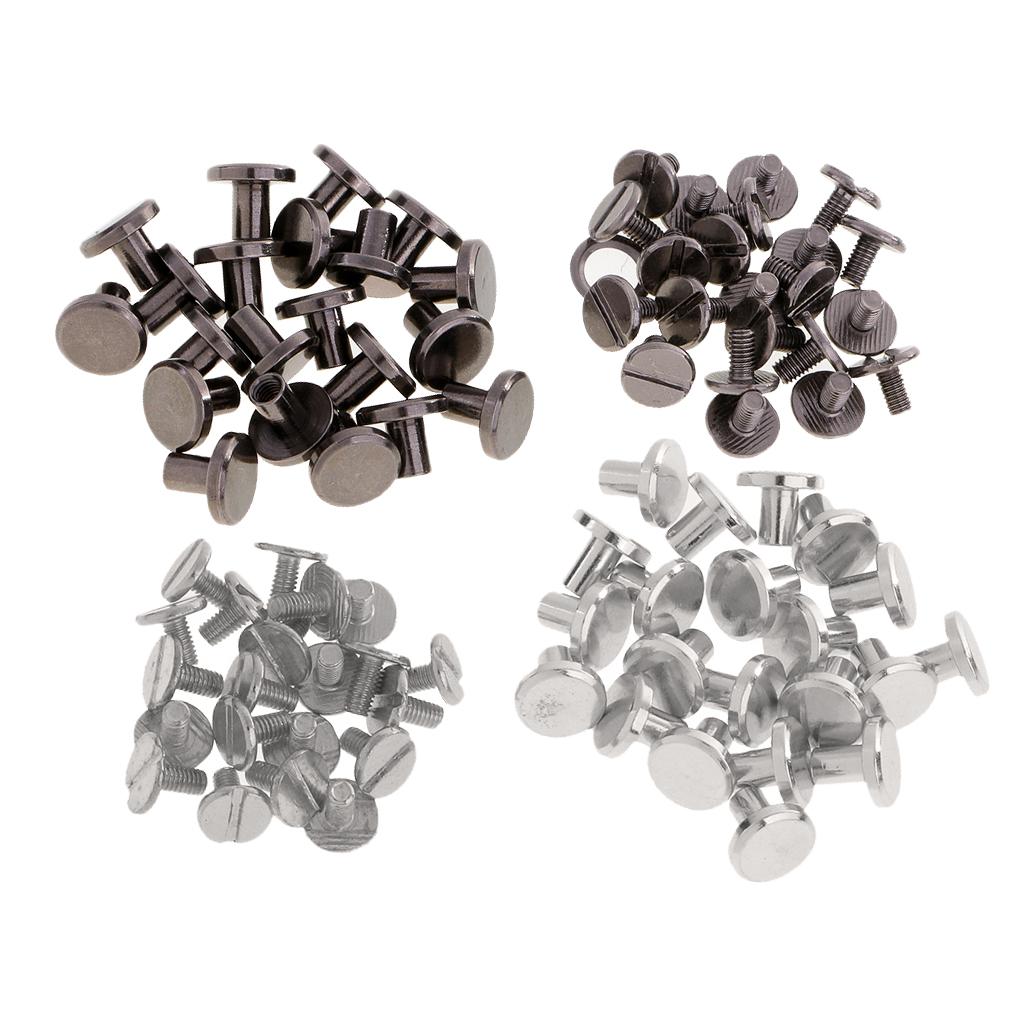 40 Sets Leather Craft Belt Wallet Solid Brass Nail Rivets Chicago Screws 8mm