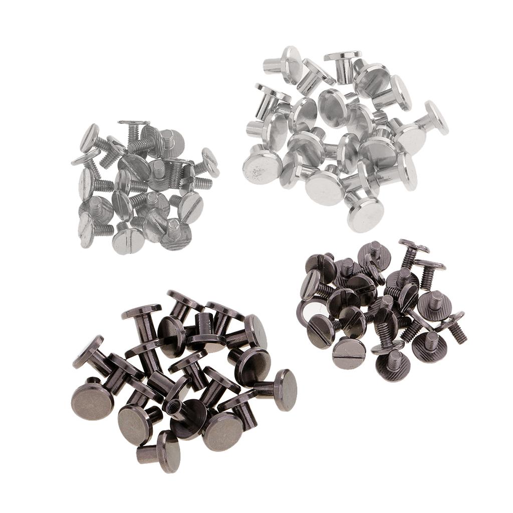 40 Sets Leather Craft Belt Wallet Solid Brass Nail Rivets Chicago Screws 8mm