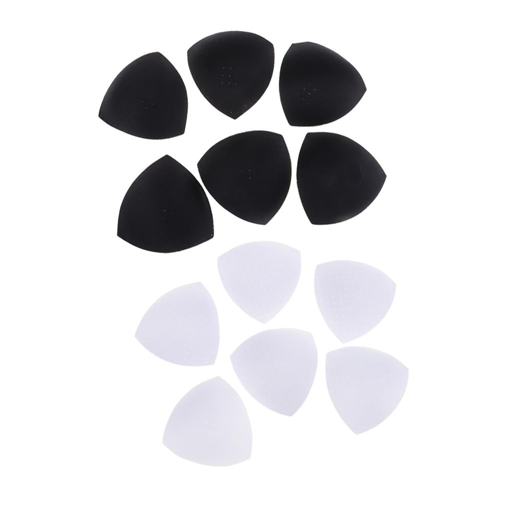 6 Pairs Triangle Sewing In Insert Foam Soft Cup Removable Padded White Black