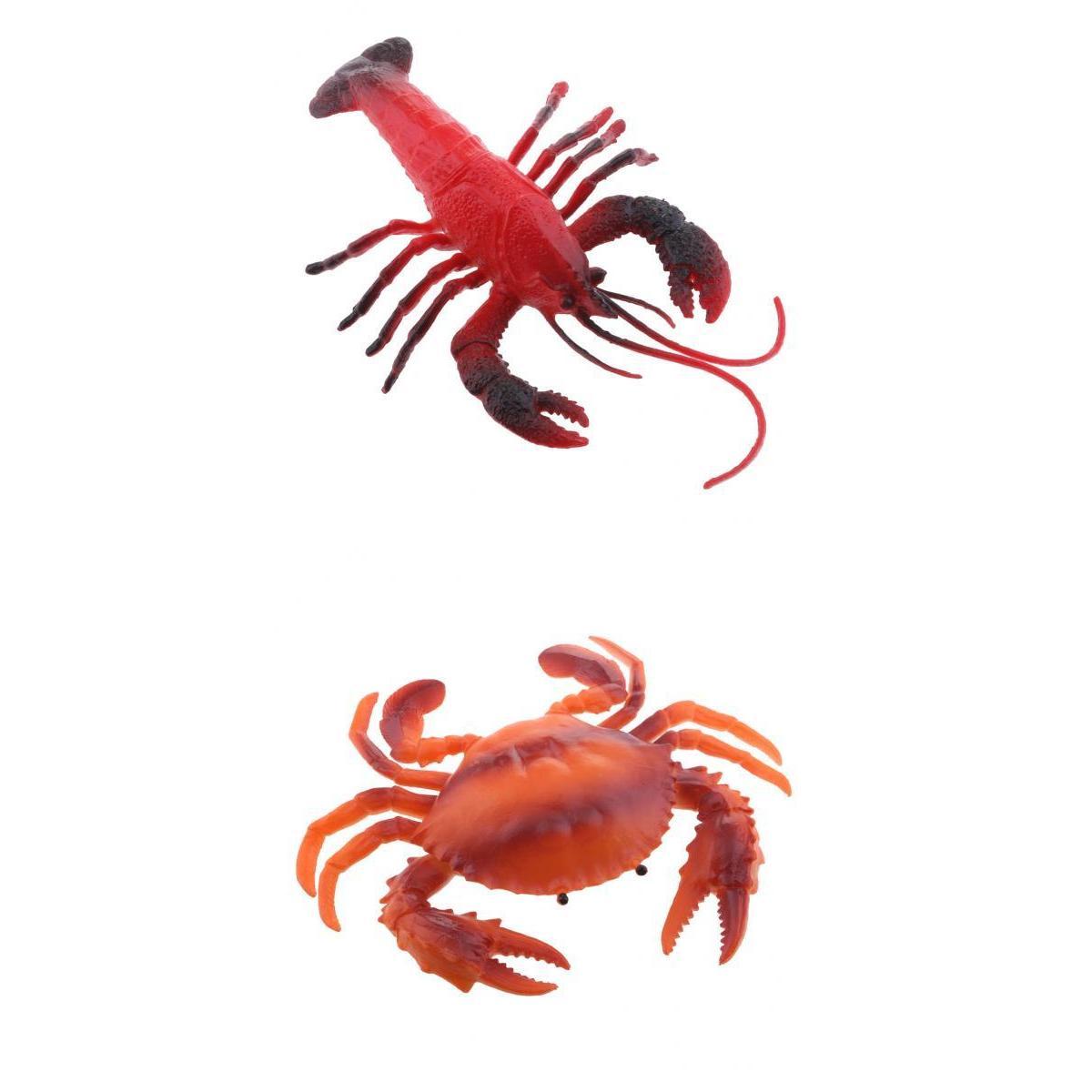 2pcs Fake Model Dispaly Artificial Marine Animals Decoration Lobster & Crab