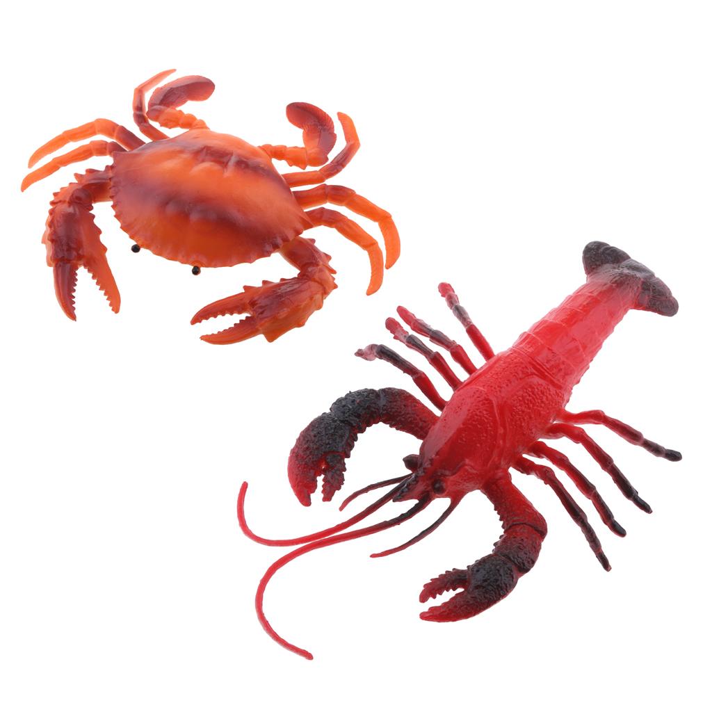 2pcs Fake Model Dispaly Artificial Marine Animals Decoration Lobster & Crab