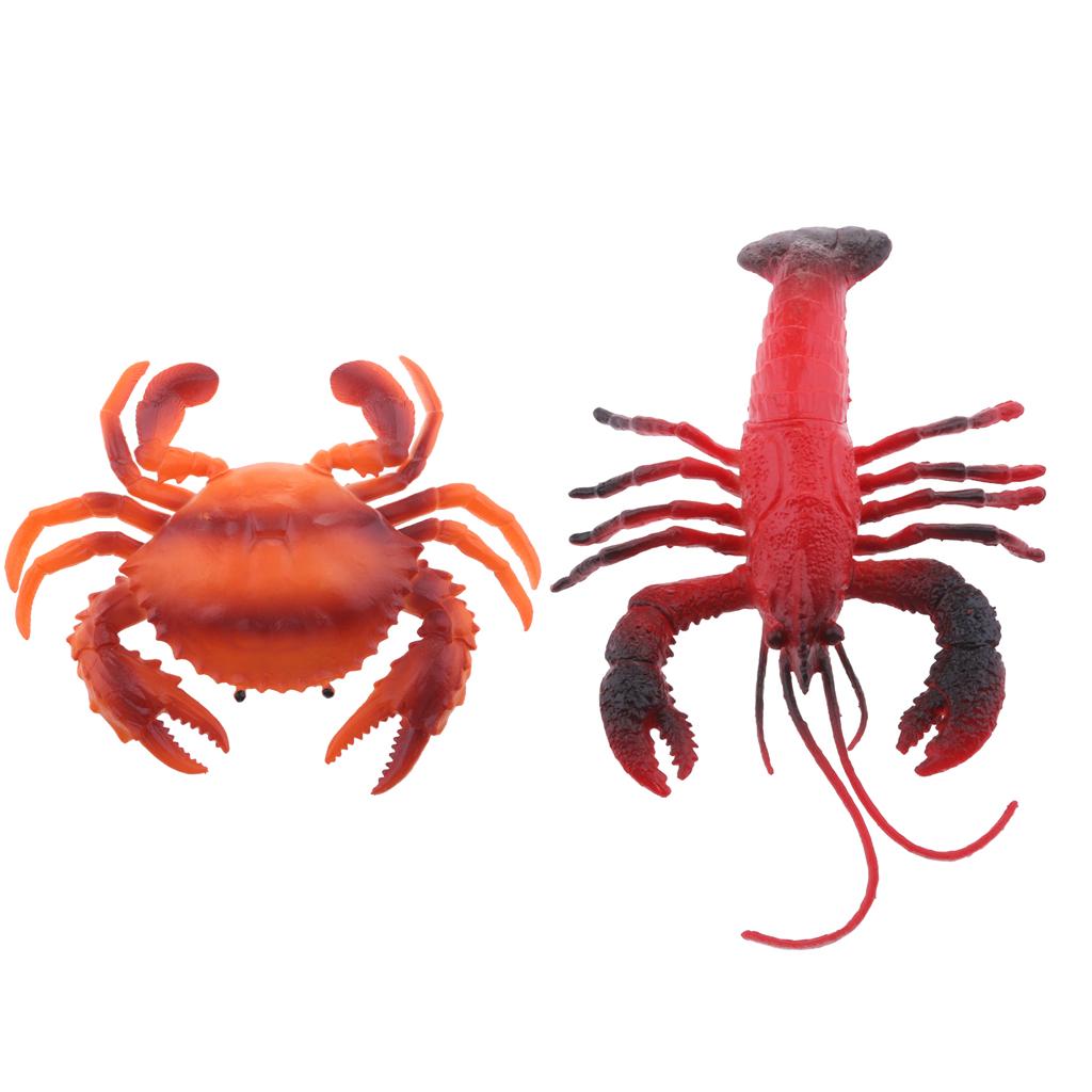 2pcs Fake Model Dispaly Artificial Marine Animals Decoration Lobster & Crab