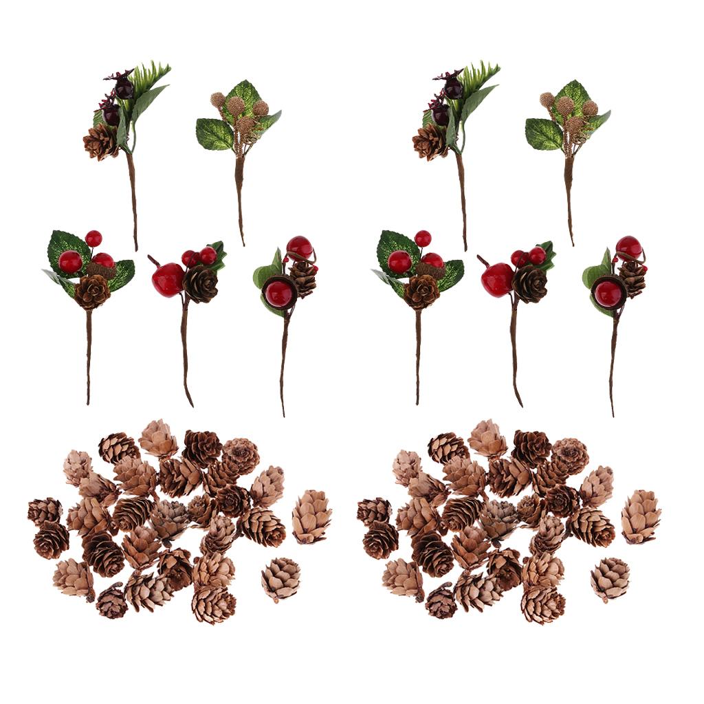 70 Pieces Shabby Chic Artificial Dried Flowers Natural Pine Cones Ornaments
