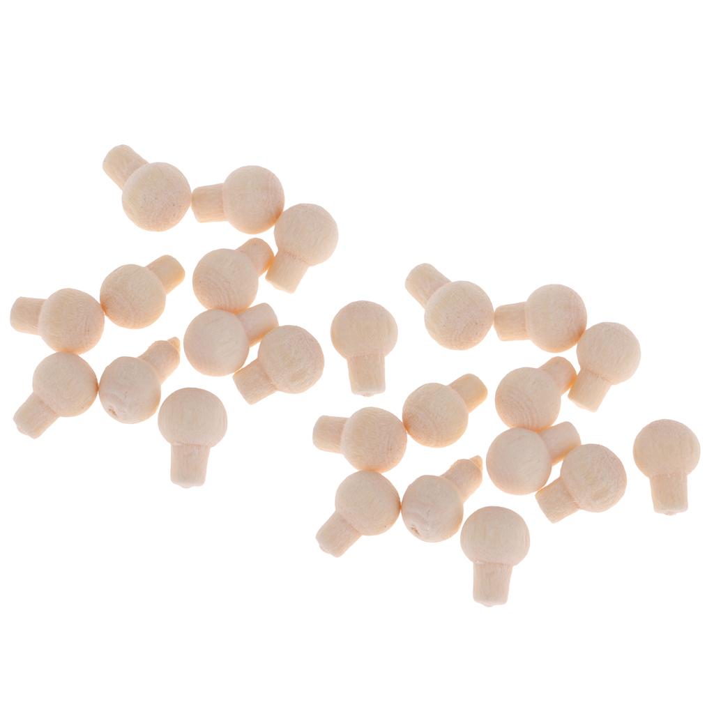 1/12 Dollhouse Miniature Hardware Unpainted Wooden Rounded Pull Handle 24Pcs