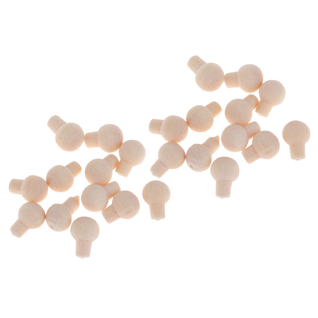 1/12 Dollhouse Miniature Hardware Unpainted Wooden Rounded Pull Handle 24Pcs