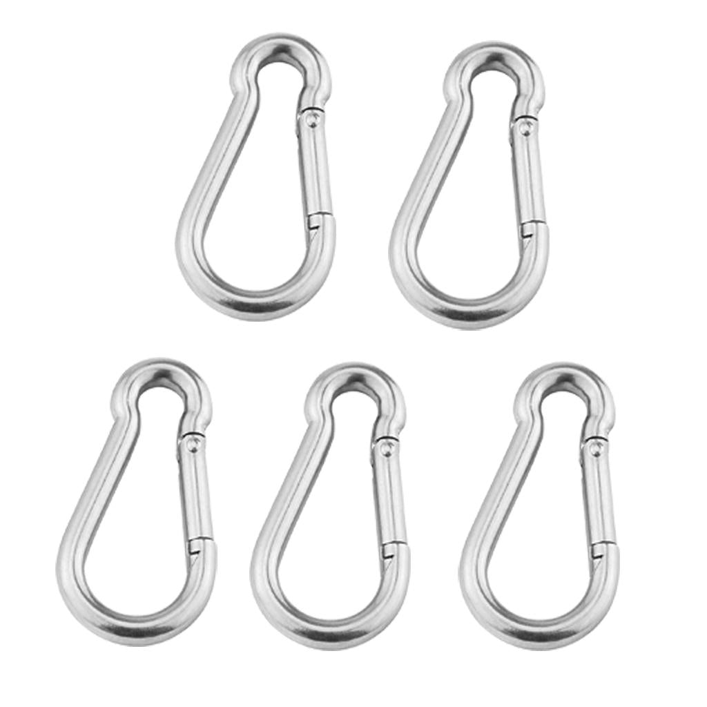 5Pcs Multifunctional Stainless Steel Spring Carabiner Quick Link Ring Hook