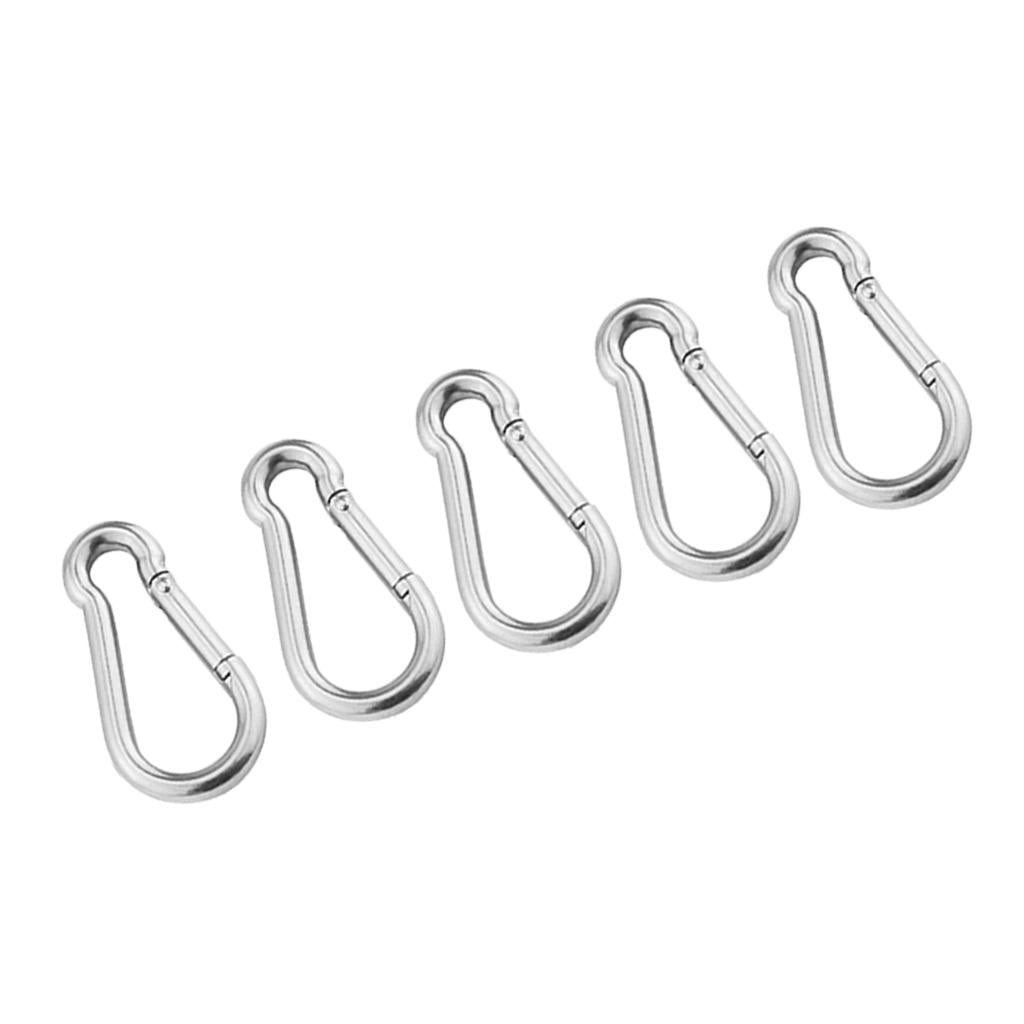 5Pcs Multifunctional Stainless Steel Spring Carabiner Quick Link Ring Hook