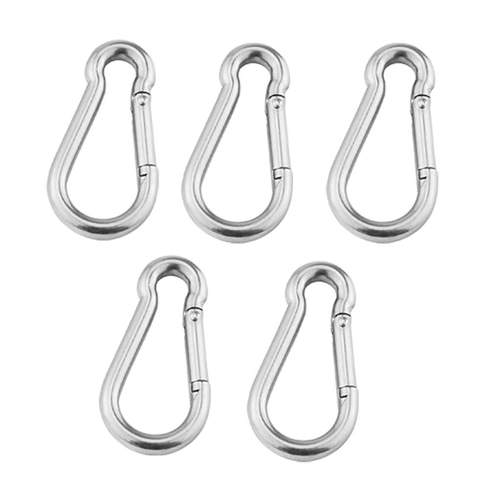 5Pcs Multifunctional Stainless Steel Spring Carabiner Quick Link Ring Hook