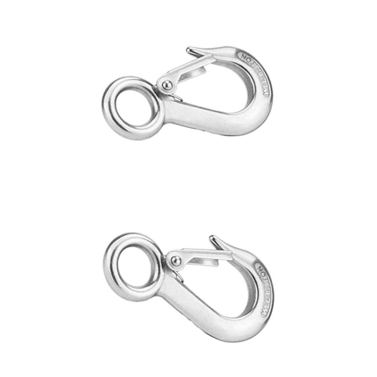 2Pcs Strong Stainless Steel Eye Hook w/ Clevis Safety Latch for Winch Cable