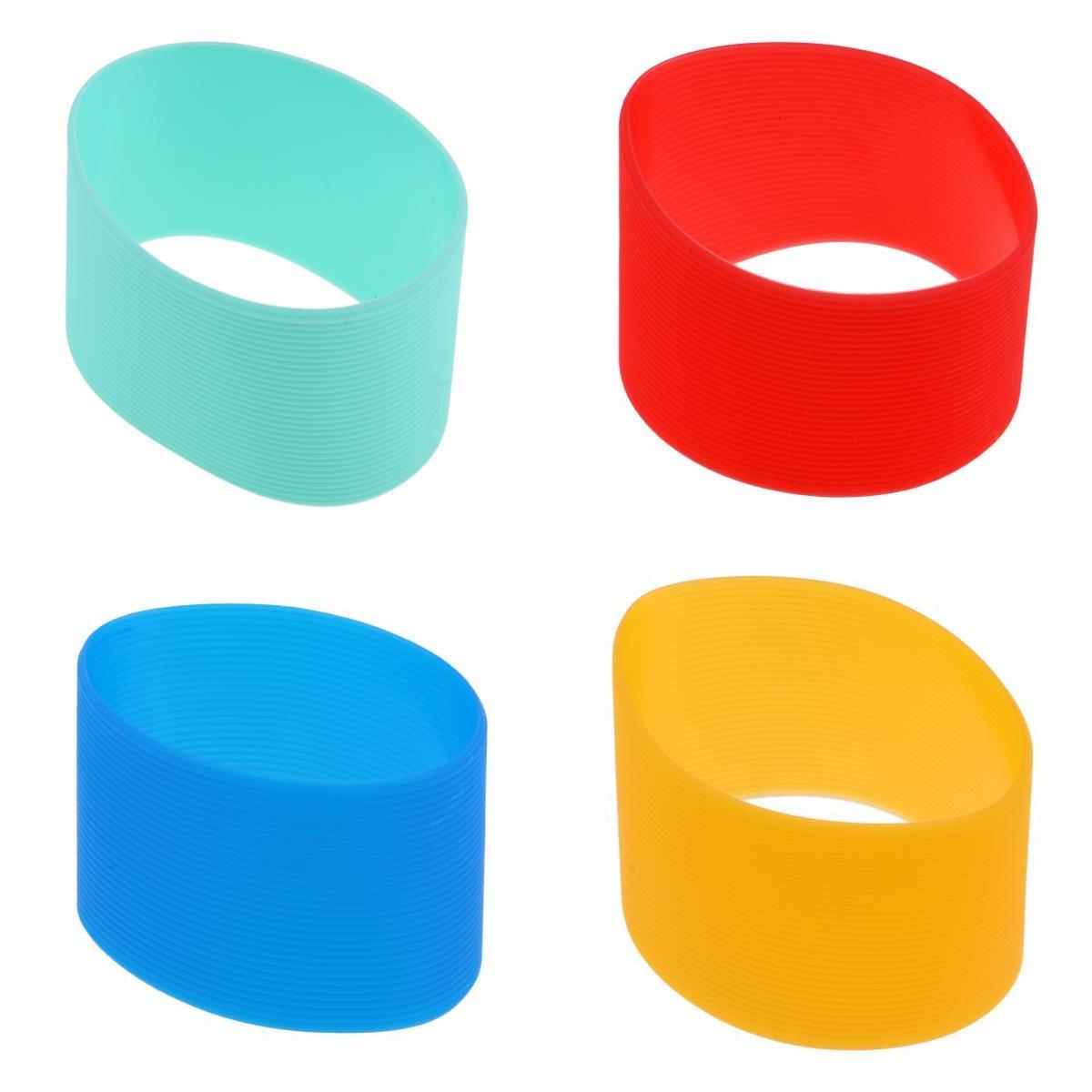 4Pcs Outdoor Silicone Round Non-slip Water Bottle Mug Cup Sleeve Cover