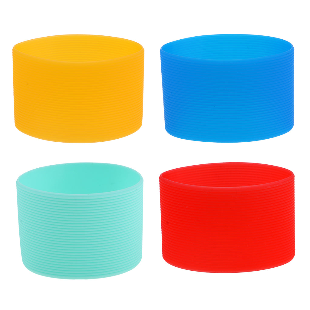 4Pcs Outdoor Silicone Round Non-slip Water Bottle Mug Cup Sleeve Cover