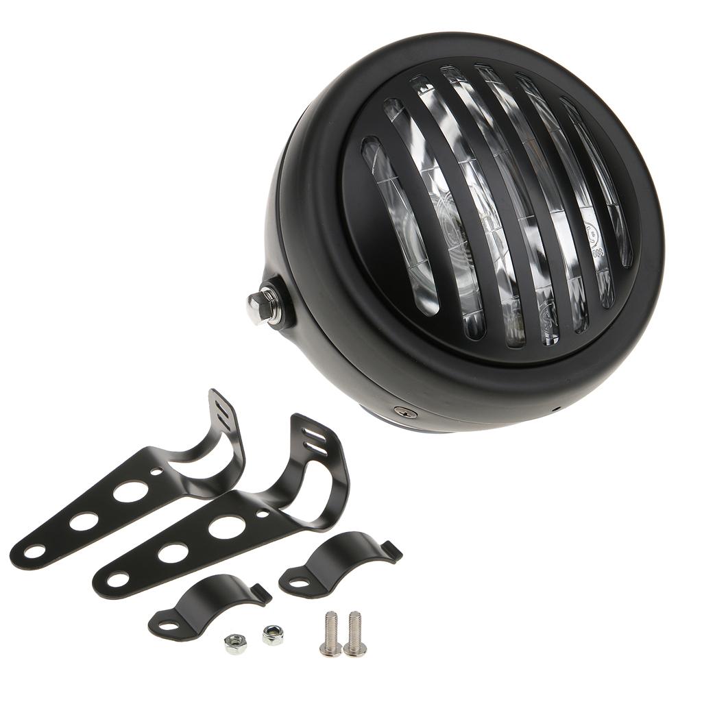 6 Retro Metal Motorcycle LED Finned Grill Headlight Head Lamp for Bracket"