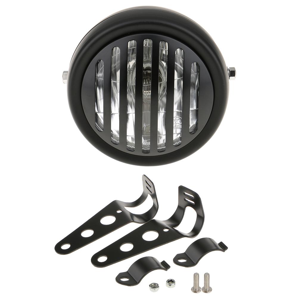 6 Retro Metal Motorcycle LED Finned Grill Headlight Head Lamp for Bracket"