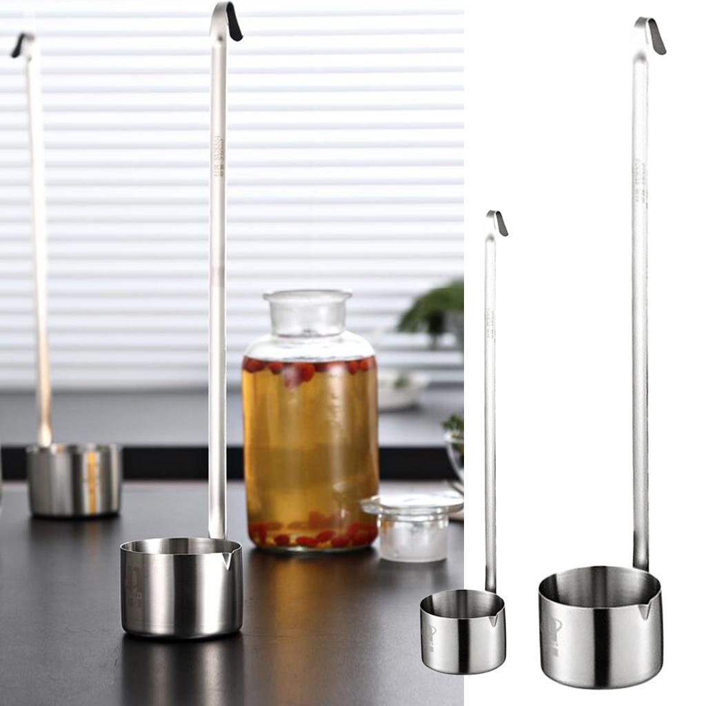 2pcs Wine Dipper Beer Pouring Measure Spoon Hanging Sauce Ladle 50ml+125ml