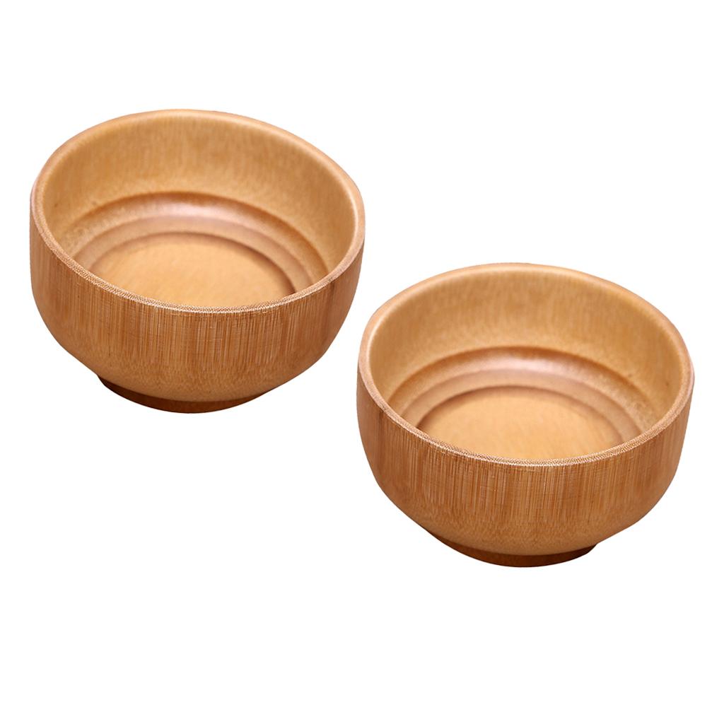 2x Bamboo Round Kids Soup Bowl Salad Serving Bowl Handmade Noodles Rice Bowl