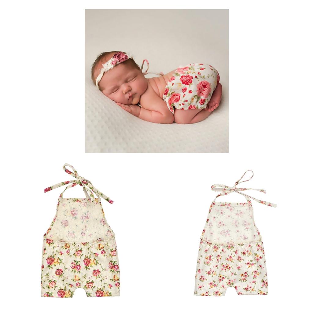 2Pcs Baby Photography Props Girl Photo Shoot Outfits Newborn Cotton Rompers